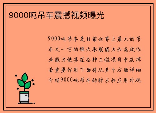 9000吨吊车震撼视频曝光